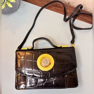 Gianni Versace Medusa patent leather croc embossed crossbody vintage